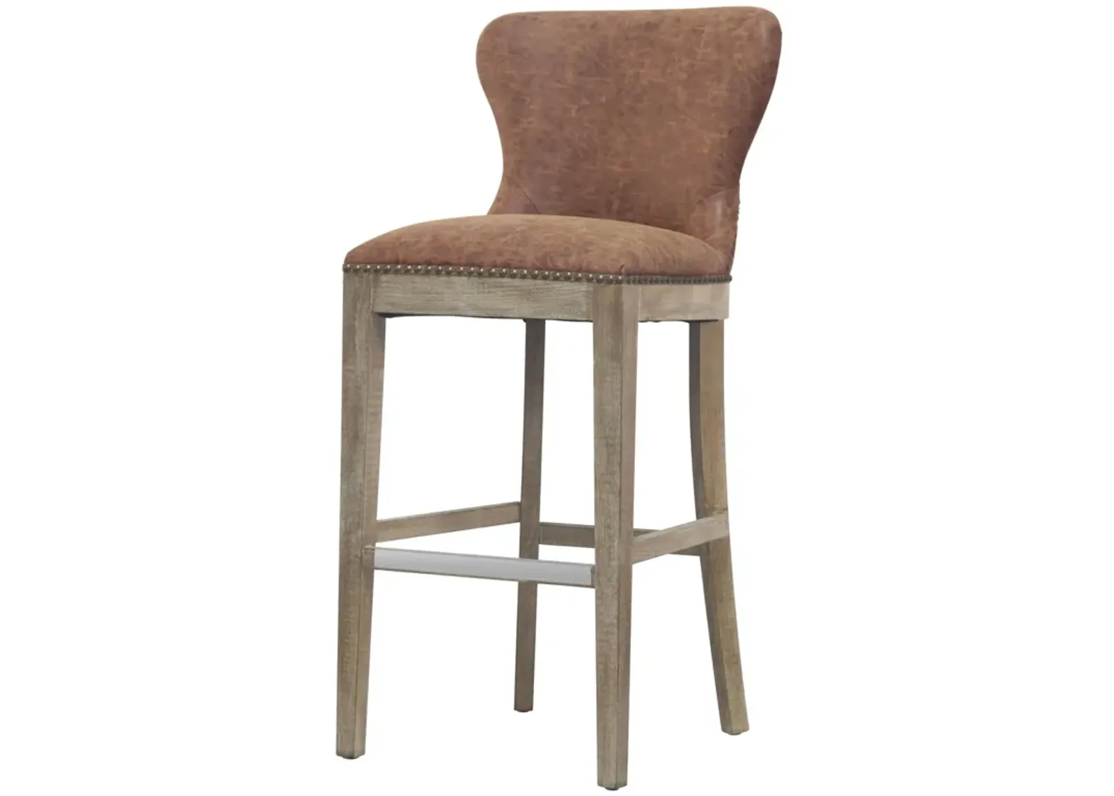 dorsey pu bar stool drift wood legs, nubuck chocolate