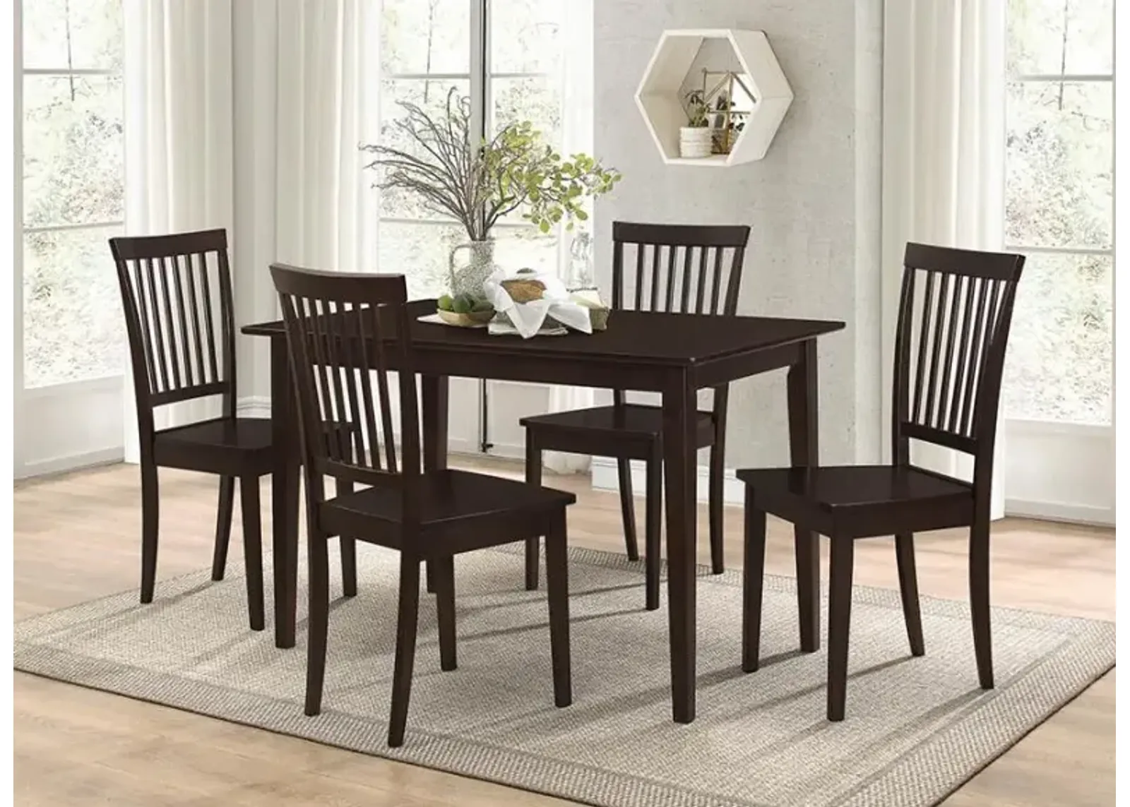 Gomez 5-piece Rectangular Dining Table Set Cappuccino