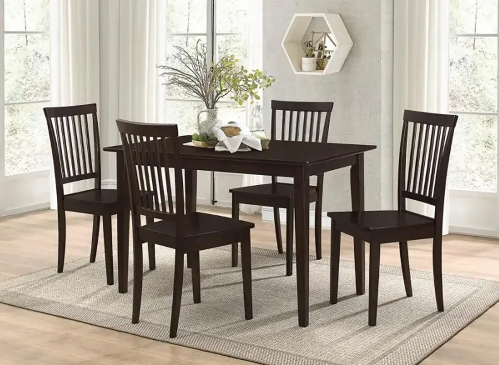 Gomez 5-piece Rectangular Dining Table Set Cappuccino