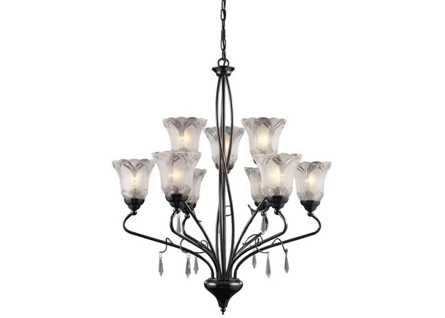 Nouveau 26'' Wide 9-Light Chandelier - Black Chrome