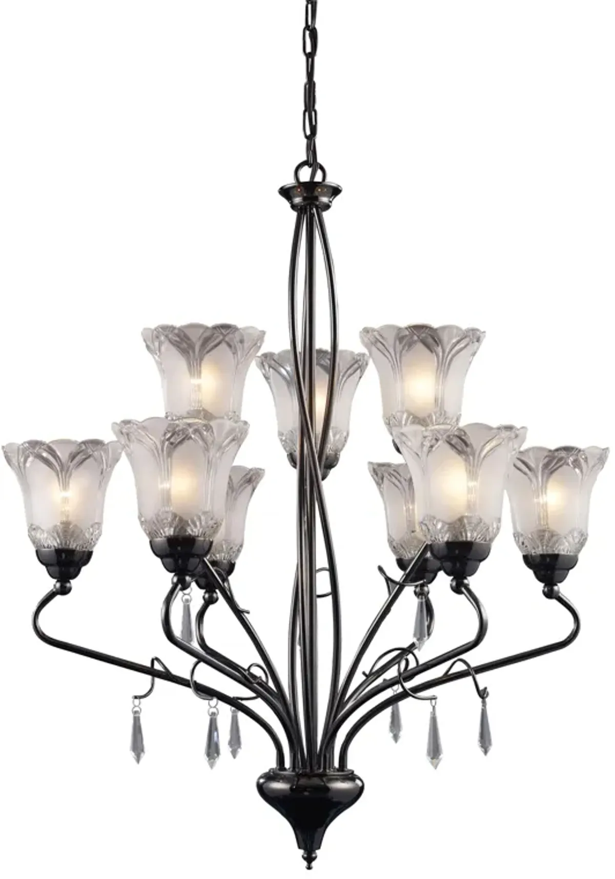 Nouveau 26'' Wide 9-Light Chandelier - Black Chrome