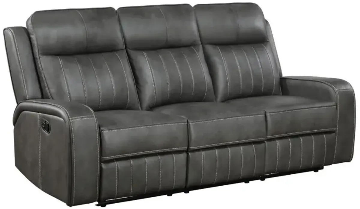 Raelynn 2-piece Upholstered Motion Reclining Sofa Set Grey