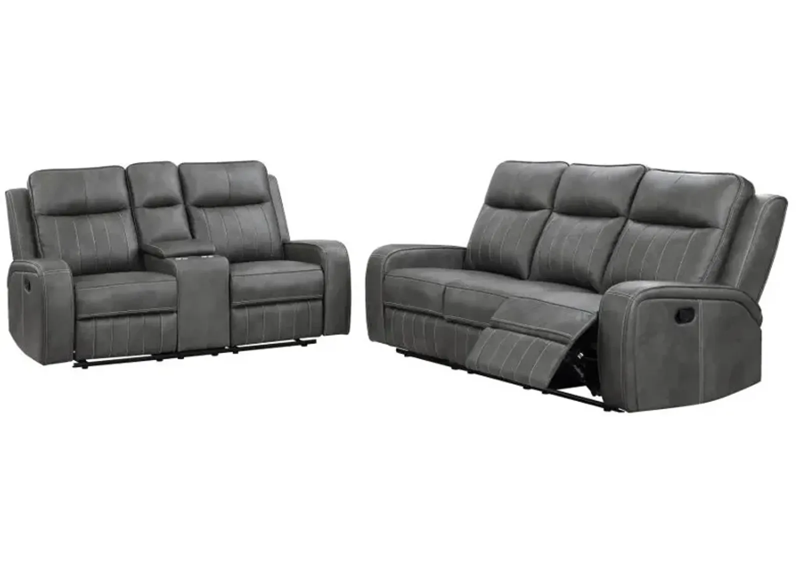 Raelynn 2-piece Upholstered Motion Reclining Sofa Set Grey