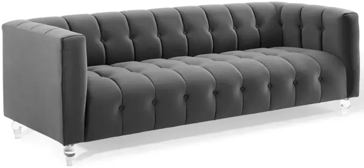 Mesmer Channel Tufted Button Performance Velvet Sofa