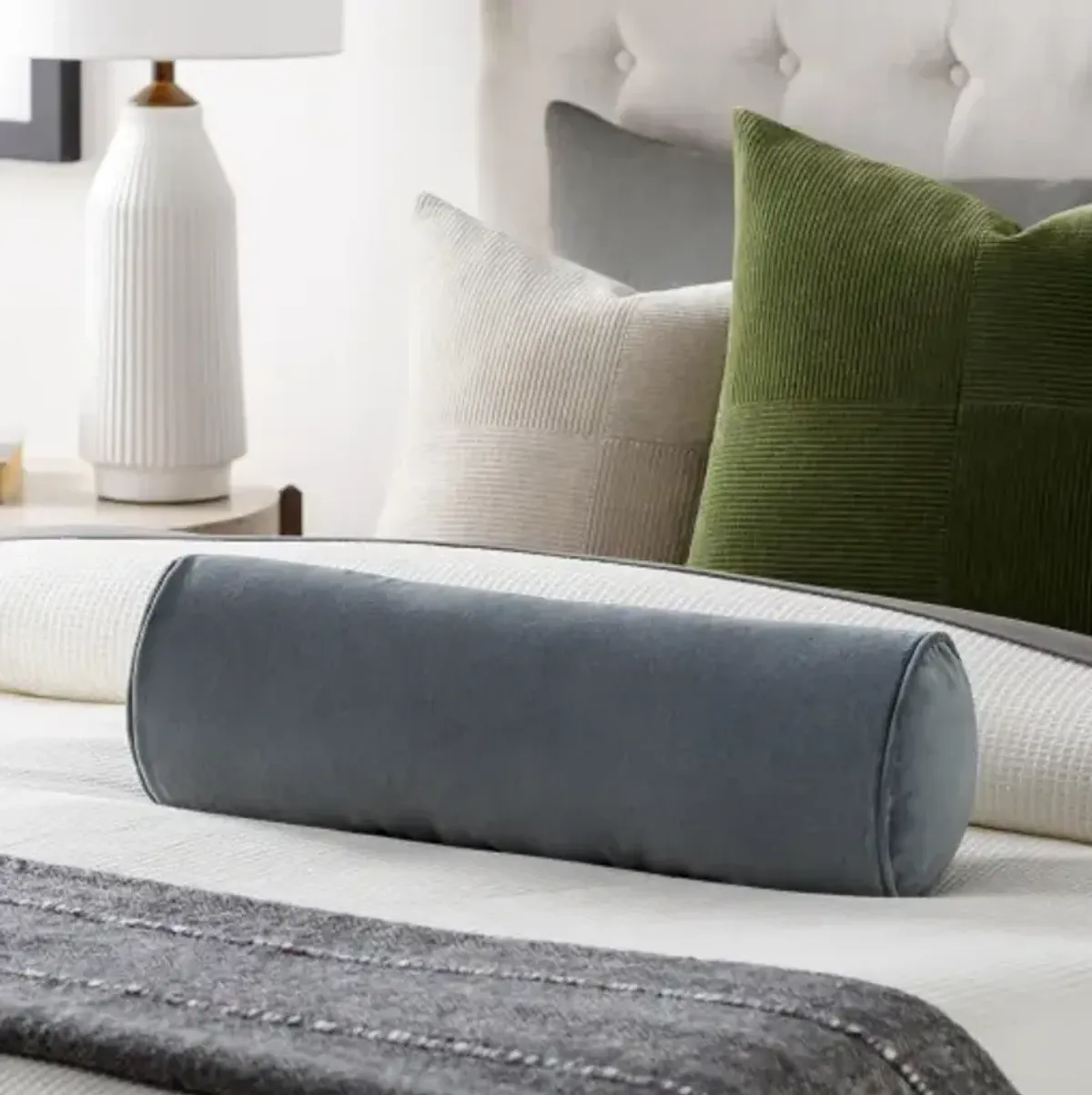 Cotton Velvet Bolster Pillow