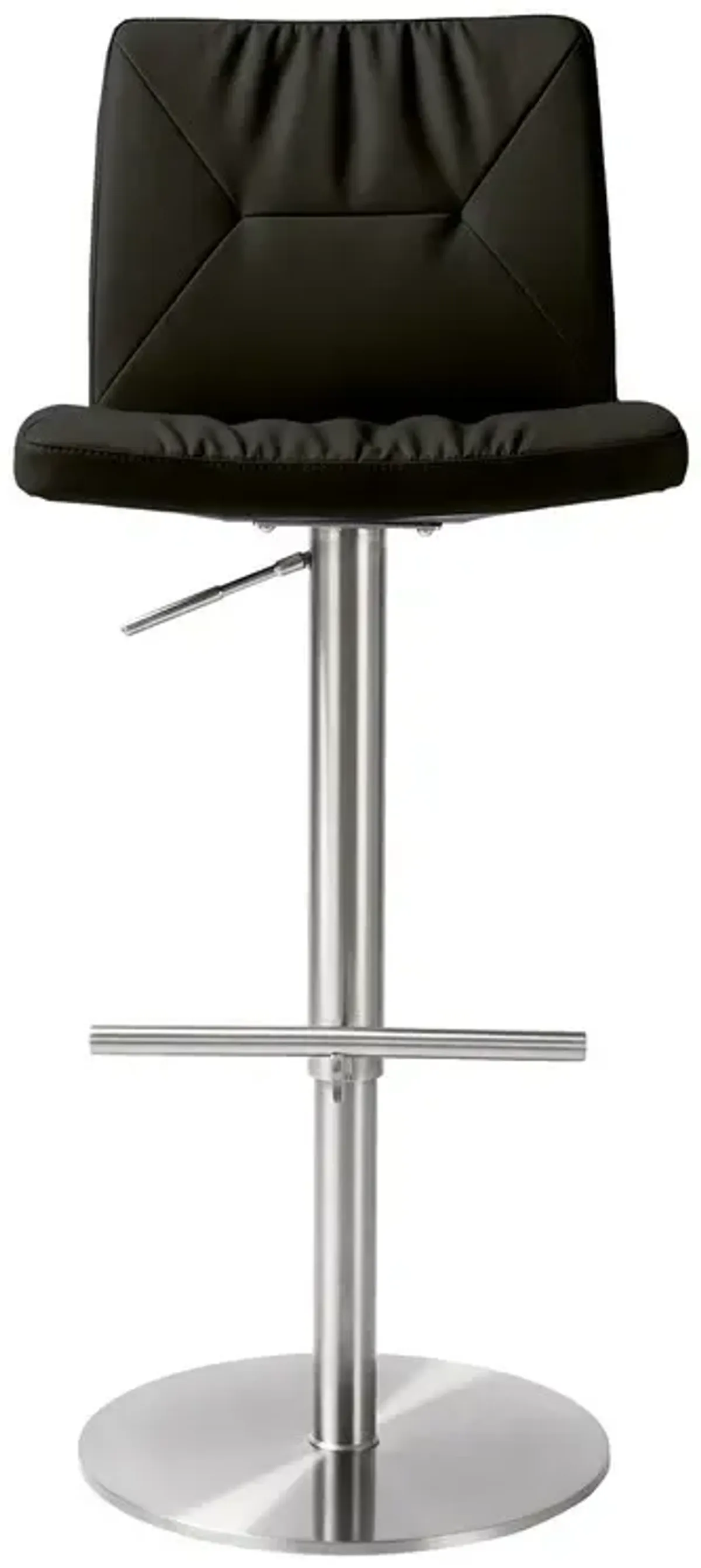 Paddy Black Vegan Leather on Silver Adjustable Stool