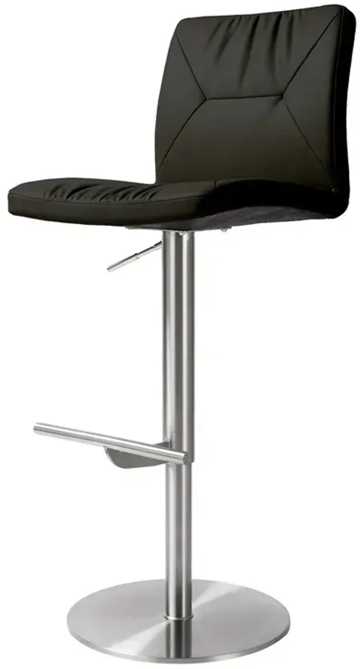 Paddy Black Vegan Leather on Silver Adjustable Stool