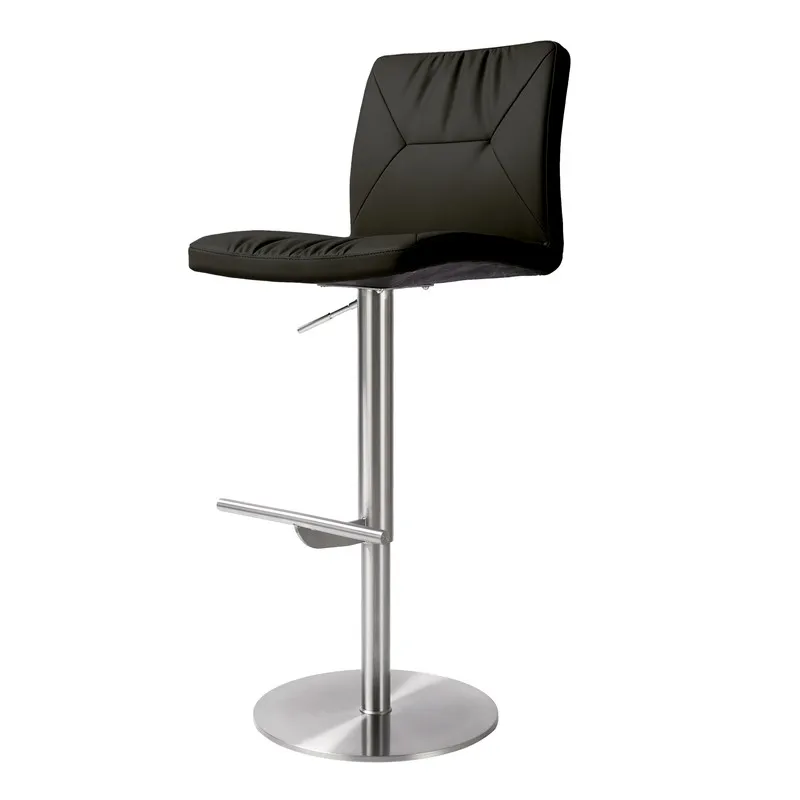 Paddy Black Vegan Leather on Silver Adjustable Stool