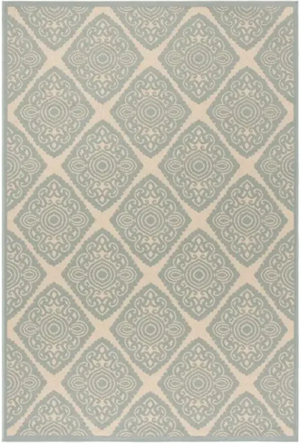 LINDEN 132 Collection LND132L-5 Cream / Aqua 5'-3" X 7'-6"
