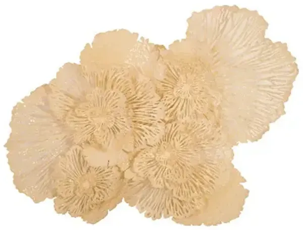 flower wall art, large, ivory, metal