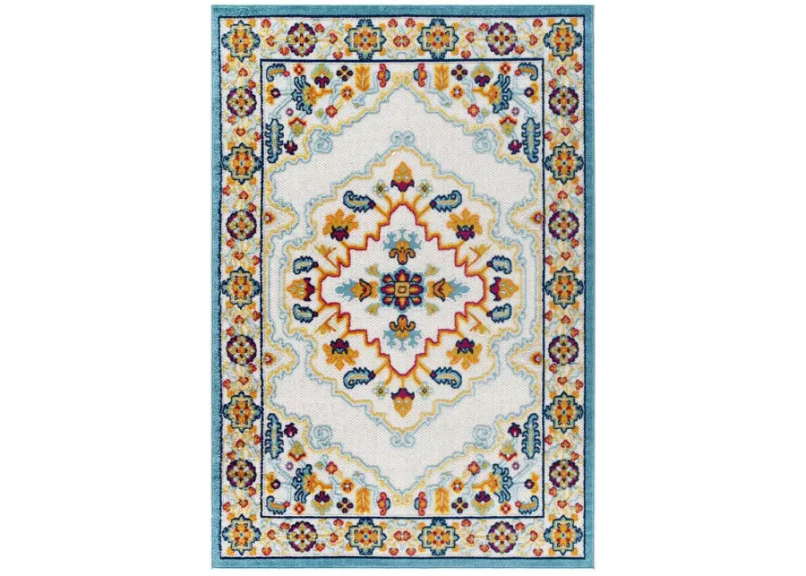 Reflect Ansel Distressed Floral Persian Medallion 5x8 Indoor and Outdoor Area Rug