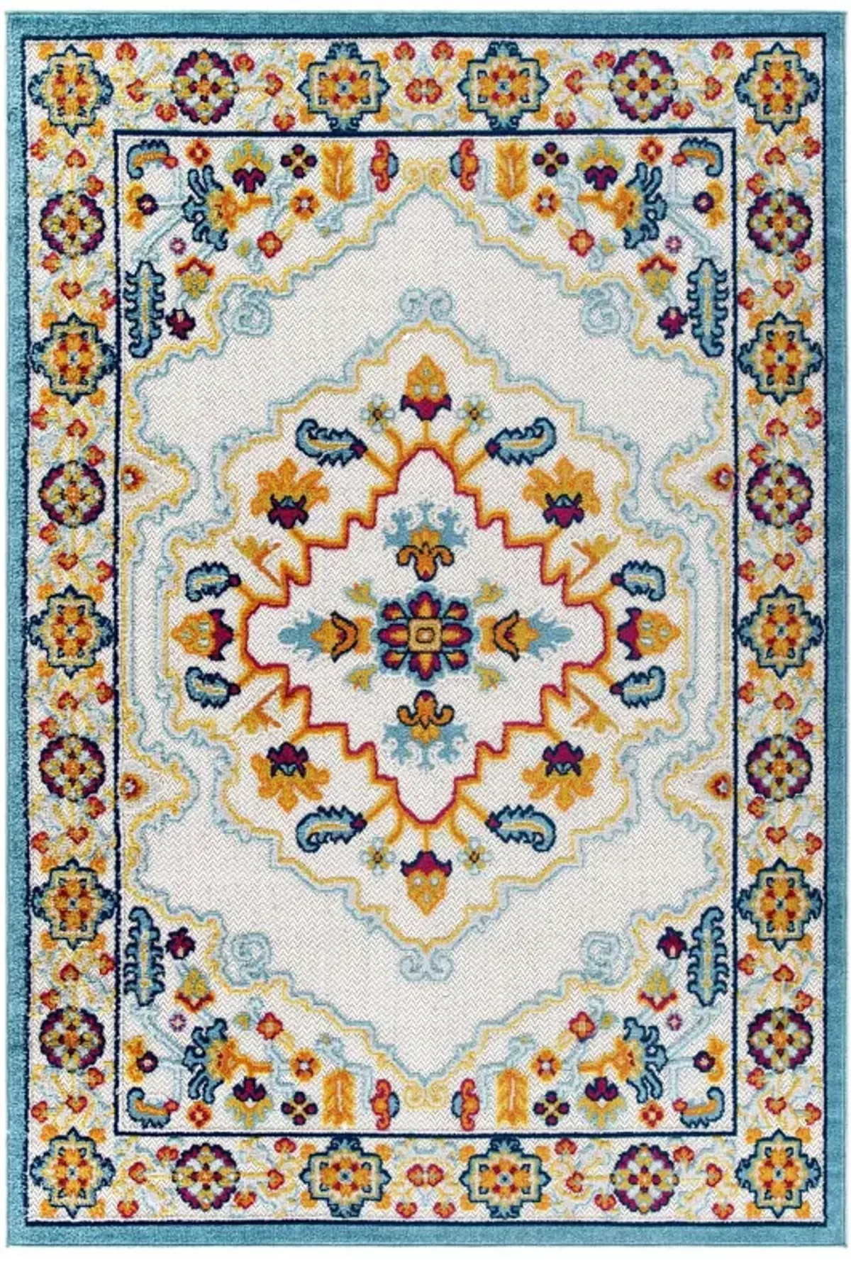 Reflect Ansel Distressed Floral Persian Medallion 5x8 Indoor and Outdoor Area Rug