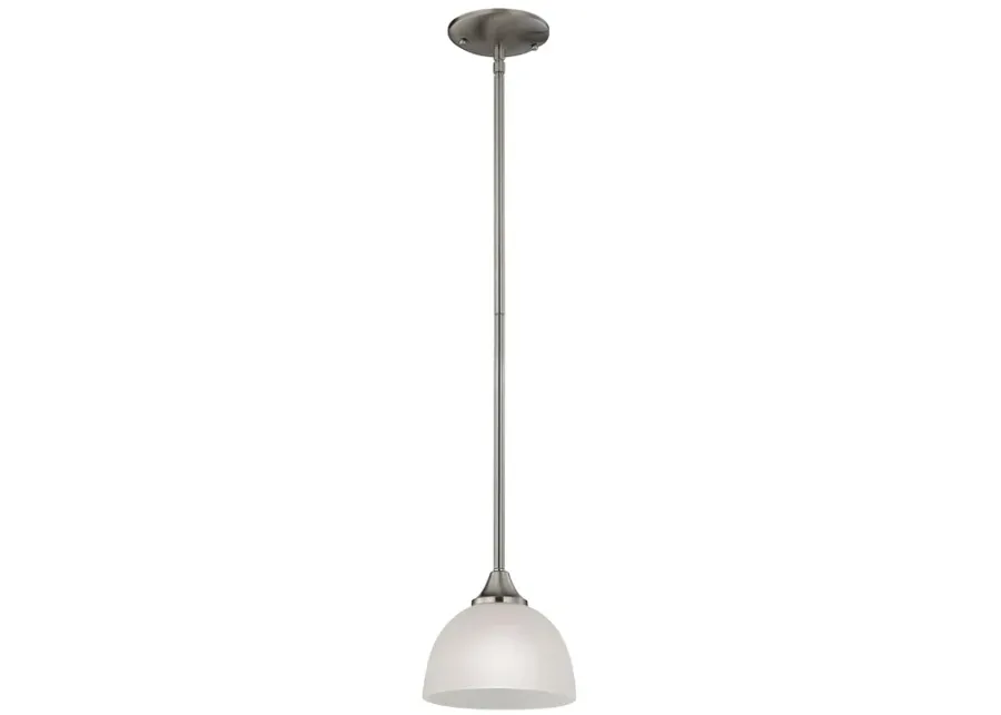 Bristol Lane 1-Light Mini Pendant in Brushed Nickel with White Glass