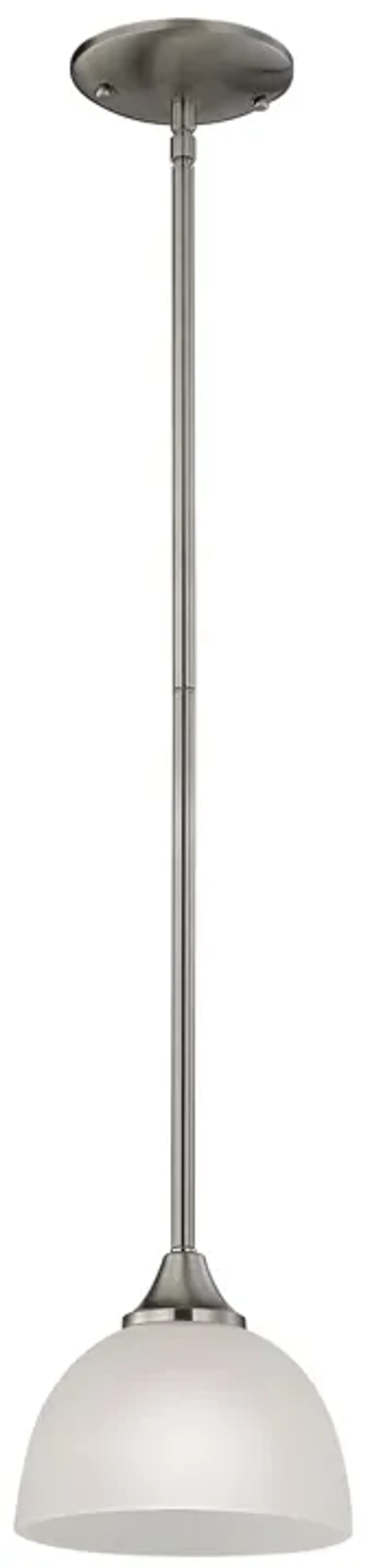 Bristol Lane 1-Light Mini Pendant in Brushed Nickel with White Glass