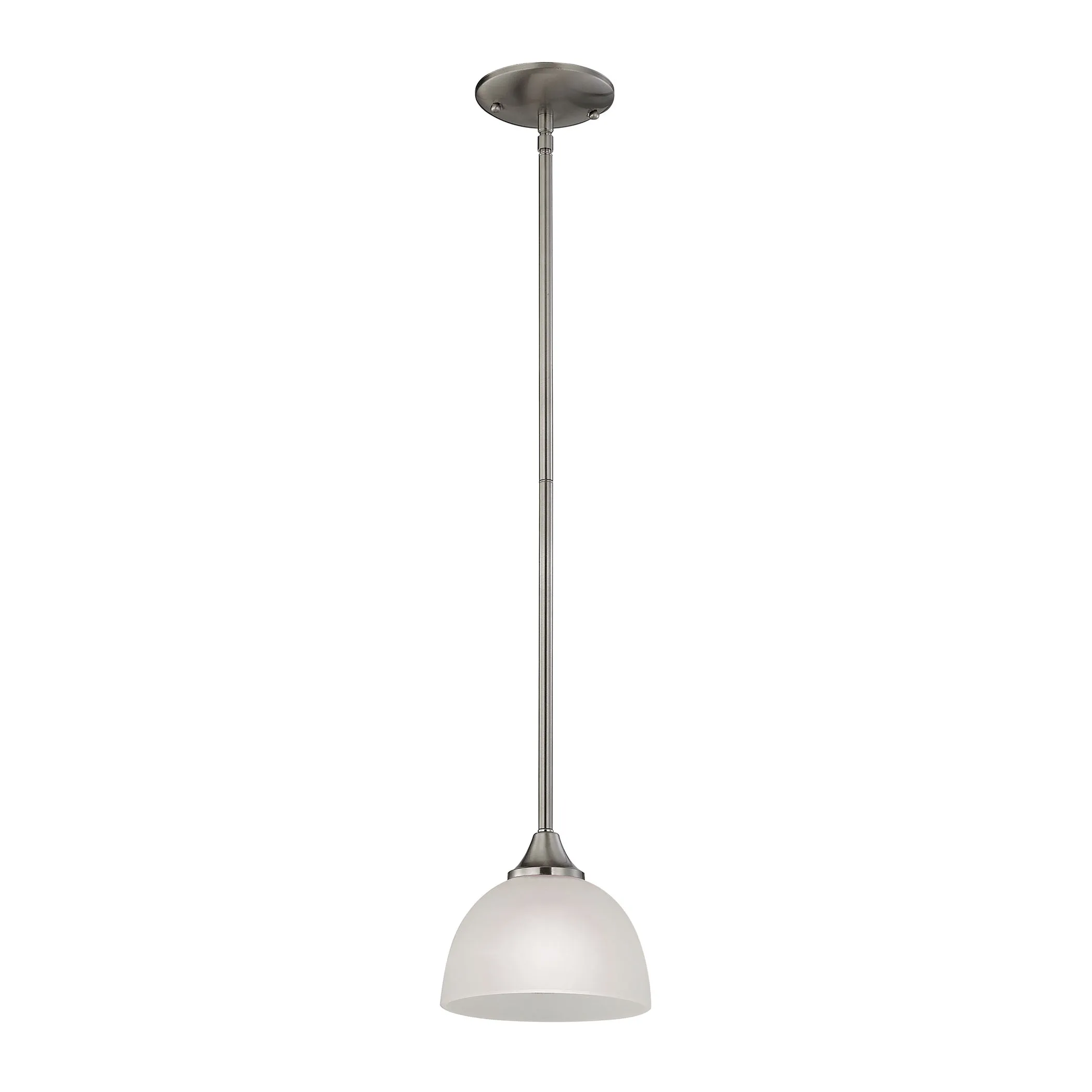 Bristol Lane 1-Light Mini Pendant in Brushed Nickel with White Glass