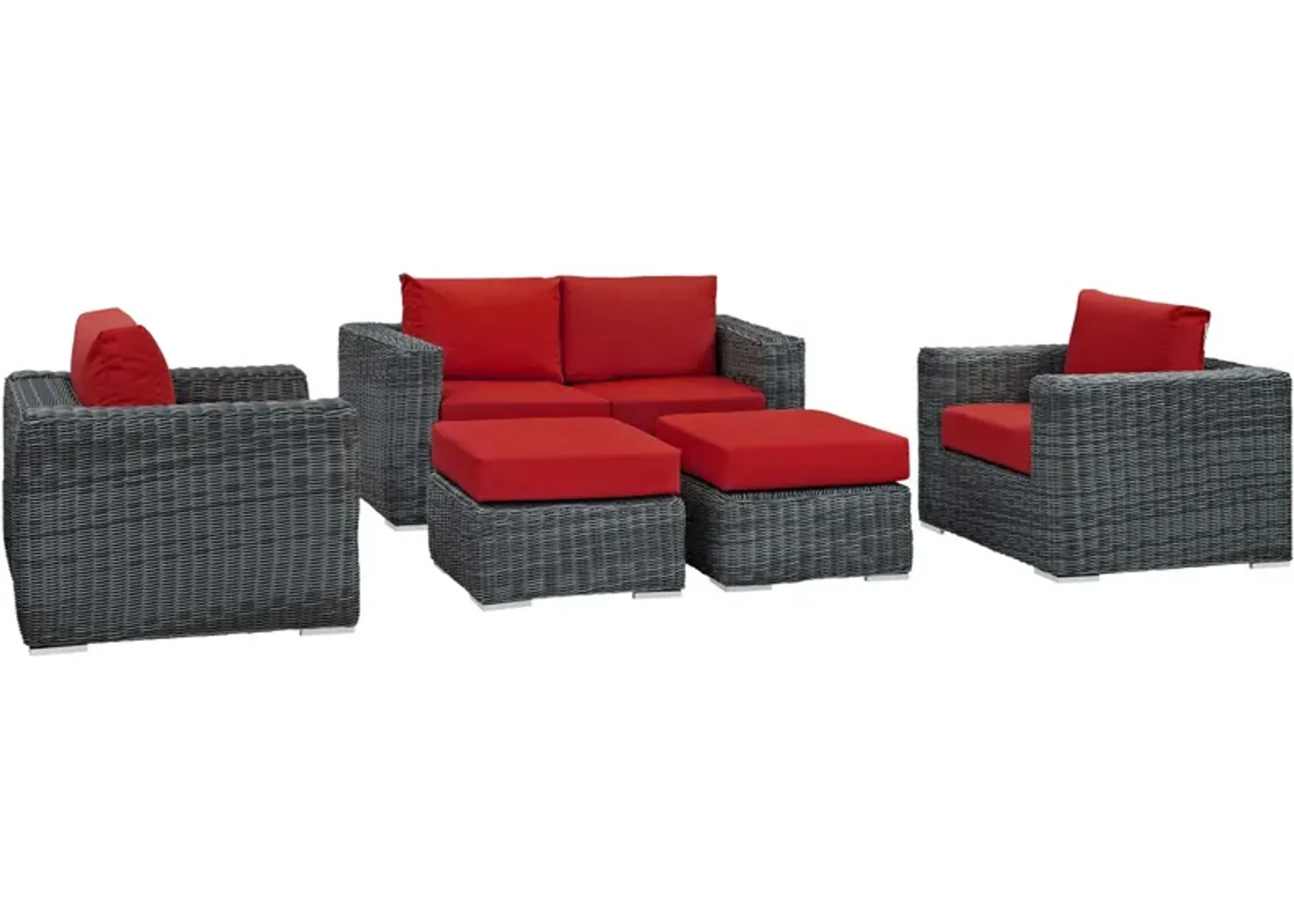 Summon 5 Piece Outdoor Patio Sunbrella® Sectional Set