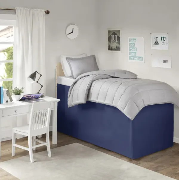 Intelligent Design Extended Navy Drop 36" Dorm Bedskirt