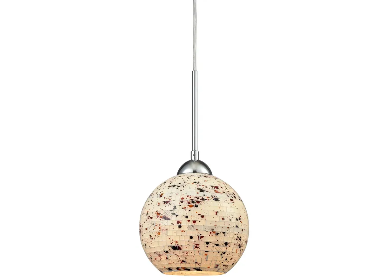 Spatter 1-Light Mini Pendant in Polished Chrome with Spatter Mosaic Glass