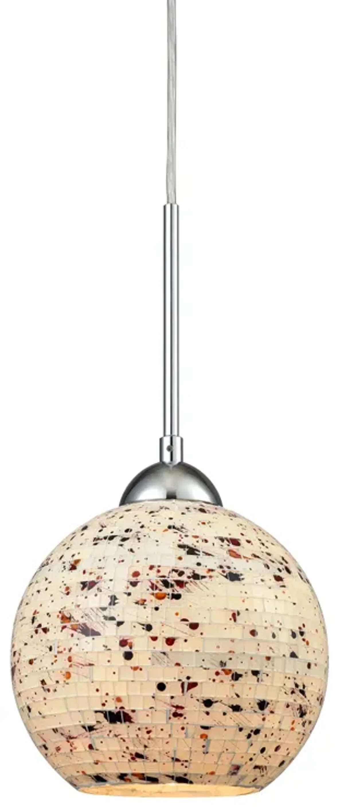 Spatter 1-Light Mini Pendant in Polished Chrome with Spatter Mosaic Glass