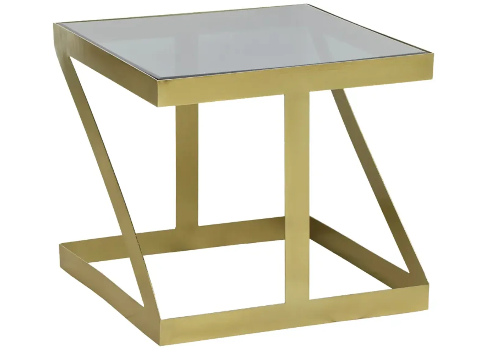 Metal, 20" Contemporary Side Table, Gold/black Gla