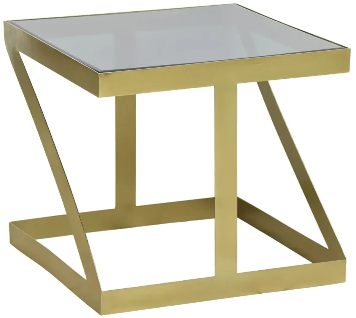 Metal, 20" Contemporary Side Table, Gold/black Gla