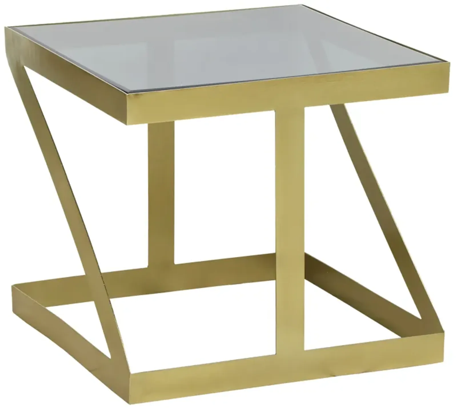 Metal, 20" Contemporary Side Table, Gold/black Glass