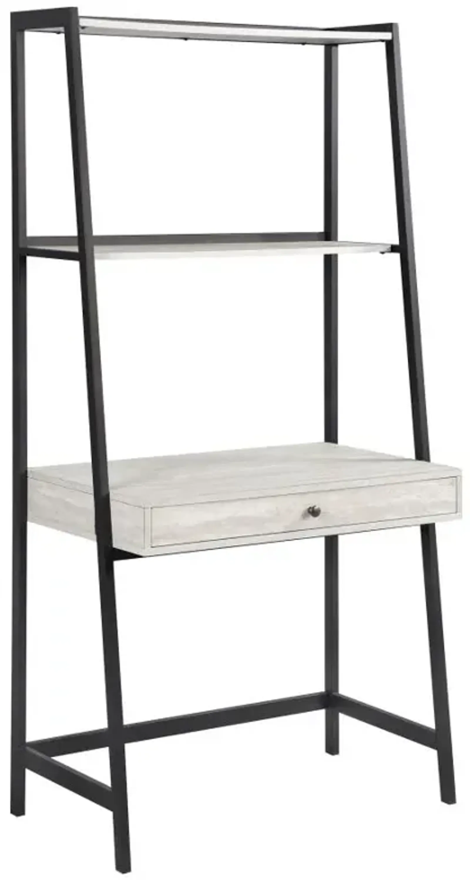 Abigale 1-Drawer Ladder Desk Grey Stone And Black