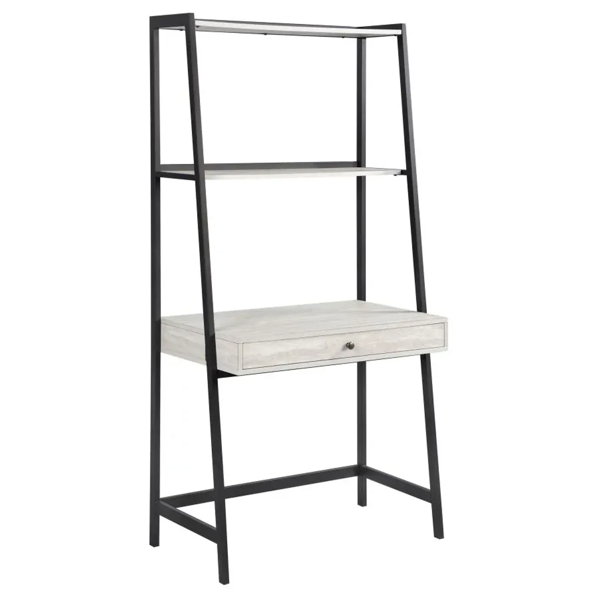 Abigale 1-Drawer Ladder Desk Grey Stone And Black