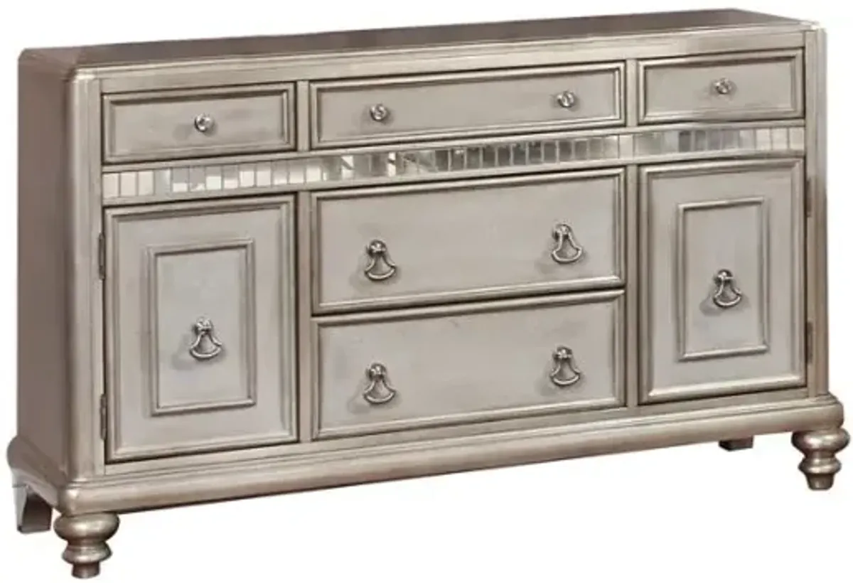 Bling Game 5-drawer Dining Server Metallic Platinum