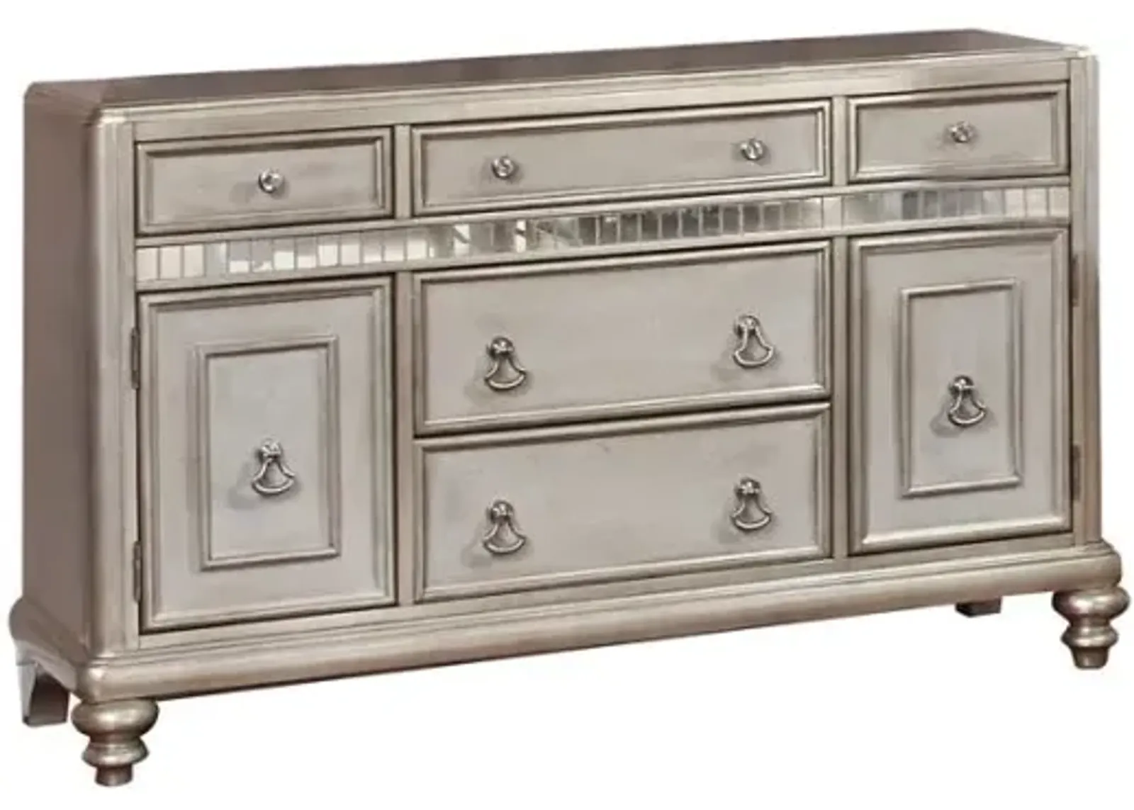 Bling Game 5-drawer Dining Server Metallic Platinum