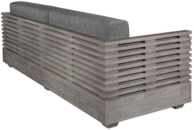 Vivid Outdoor Patio Sofa in Gray Eucalyptus Wood with Gray Olefin Cushions