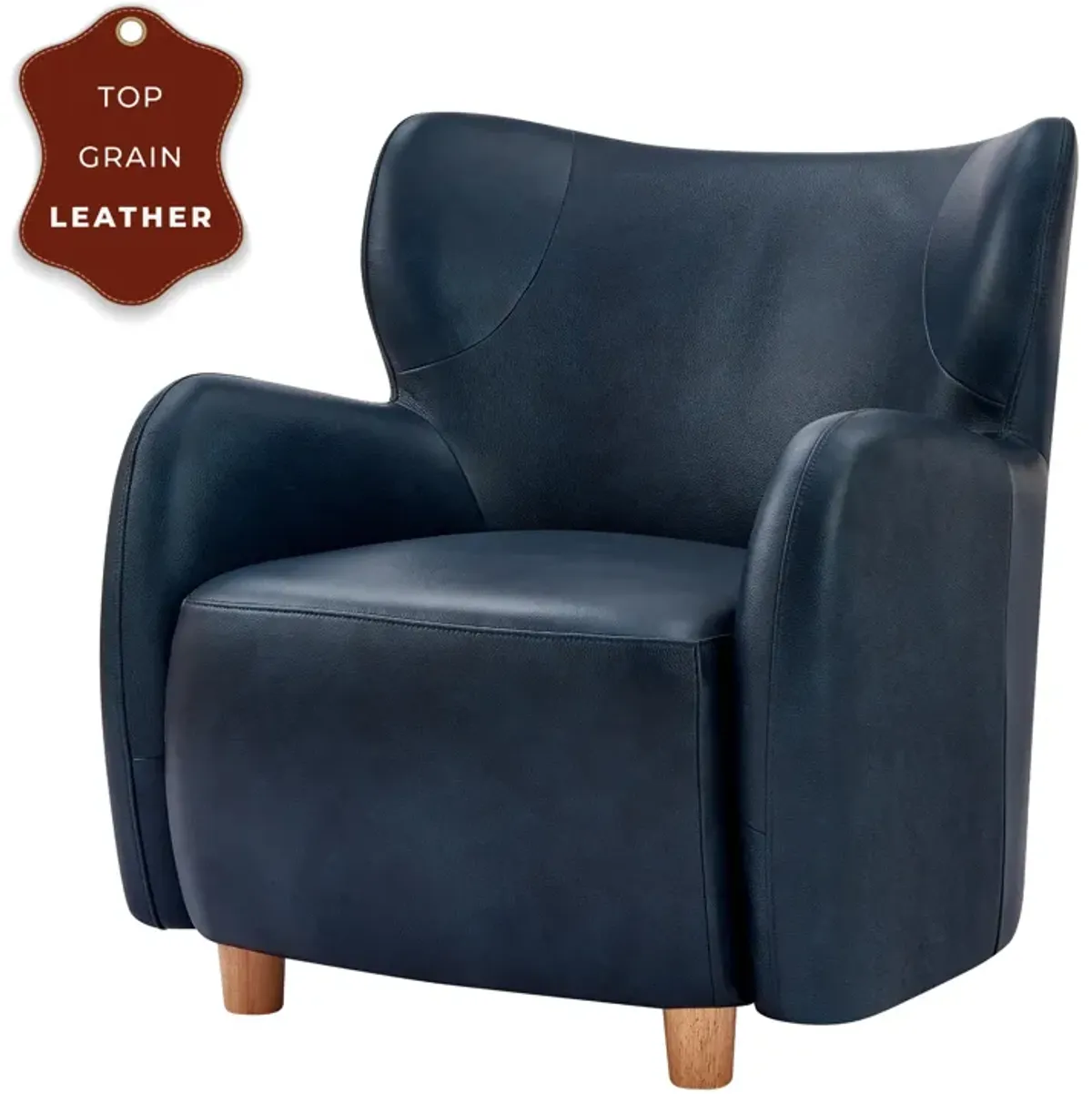 Tiffany KD Top Grain Leather Accent Arm Chair, Garrett Blue