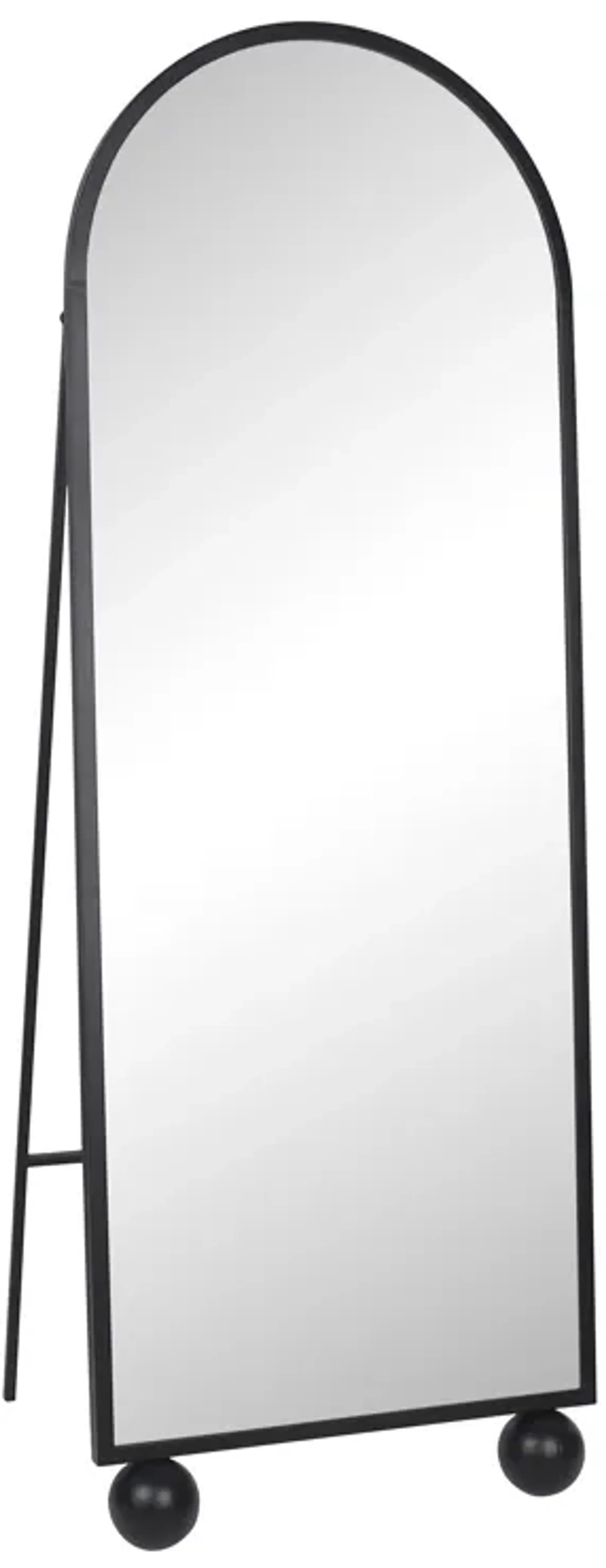 66" Mirror On Stand With Ball Feet, Black