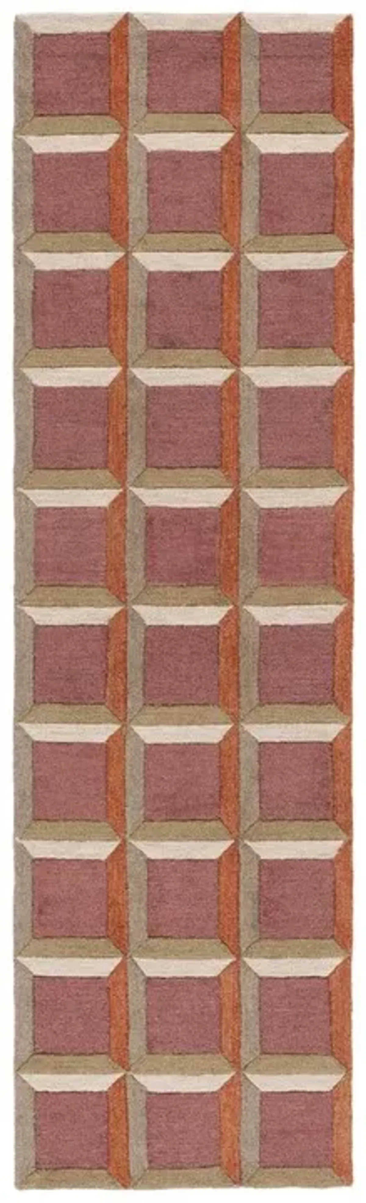 GENRE 101 CHECKERED Pink 2'-3' X 8' Runner Rug