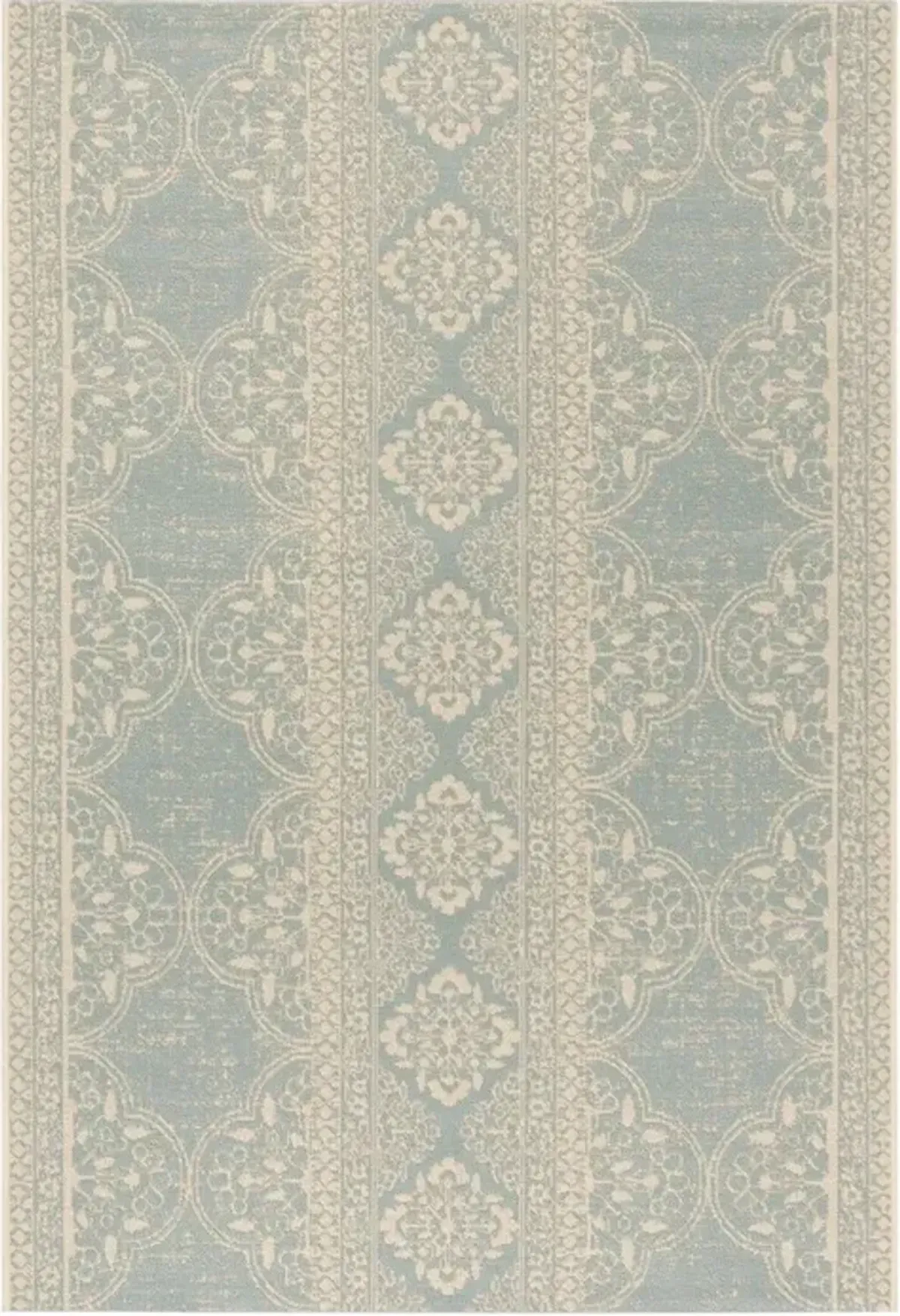 BEACH HOUSE Collection BHS174L-5 Cream / Aqua 5'-3" X 7'-6"