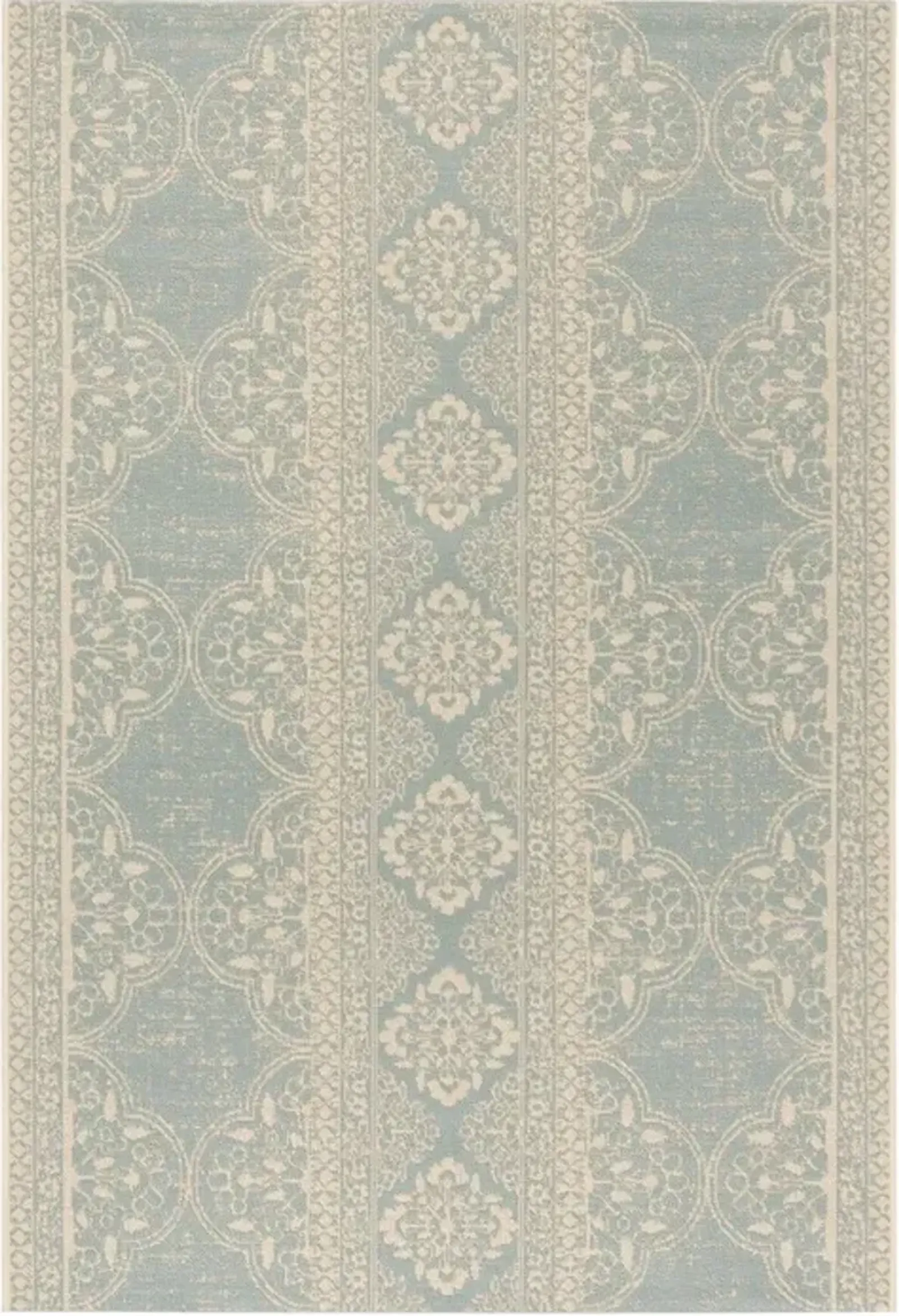 BEACH HOUSE Collection BHS174L-5 Cream / Aqua 5'-3" X 7'-6"