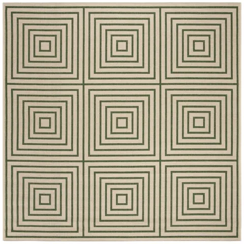 LINDEN 123 Collection LND123W-6SQ Cream / Green 6'-7" X 6'-7" Square