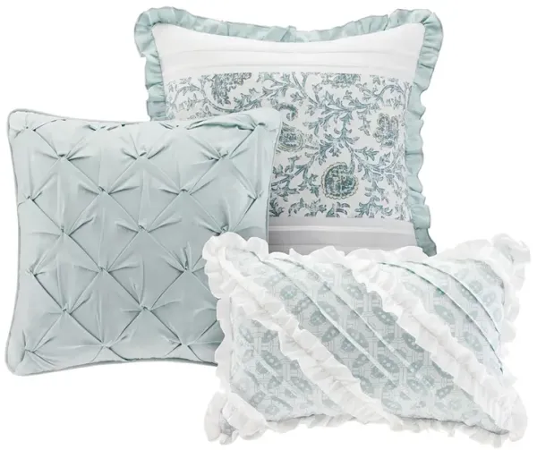 Madison Park Dawn Aqua 9 Piece Cotton Percale Duvet Cover Set