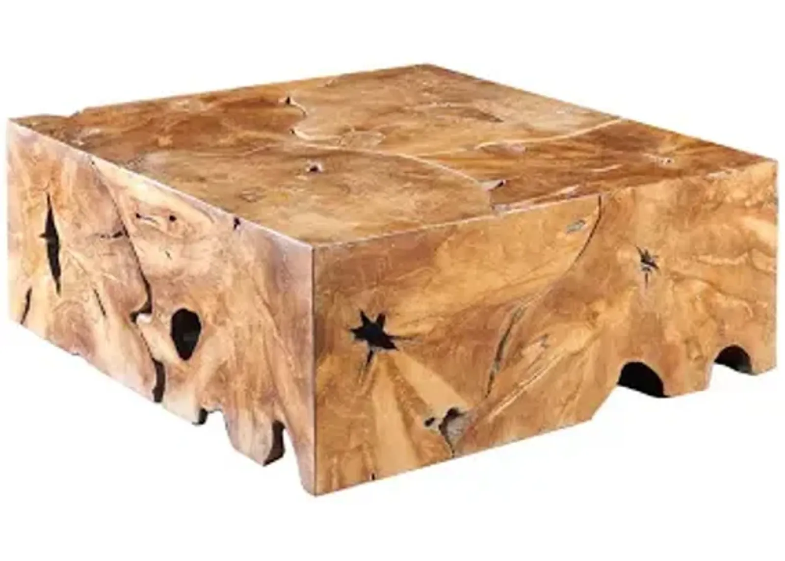 teak slice coffee table, square