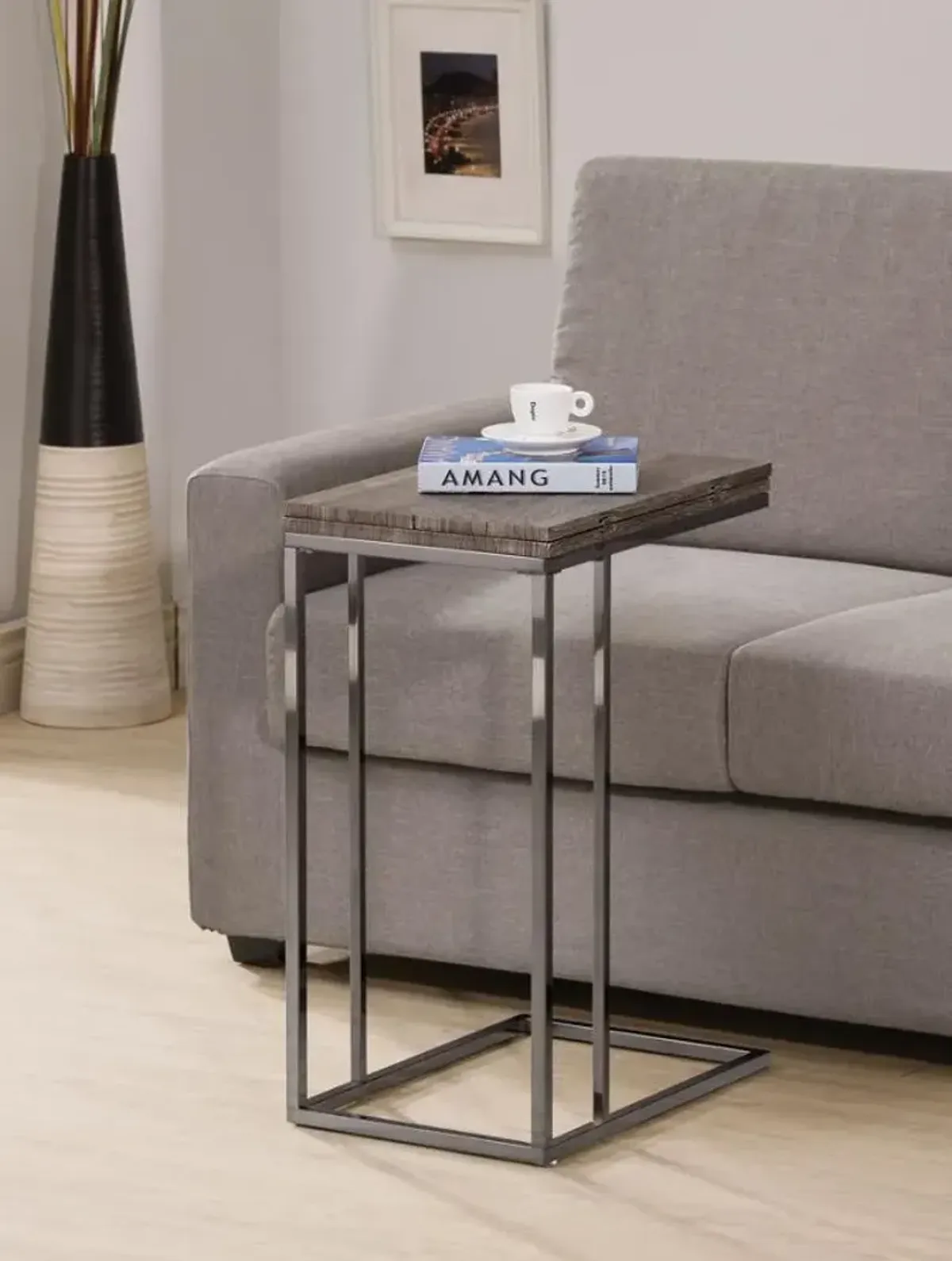 Pedro Expandable Top Accent Table Weathered Grey and Black