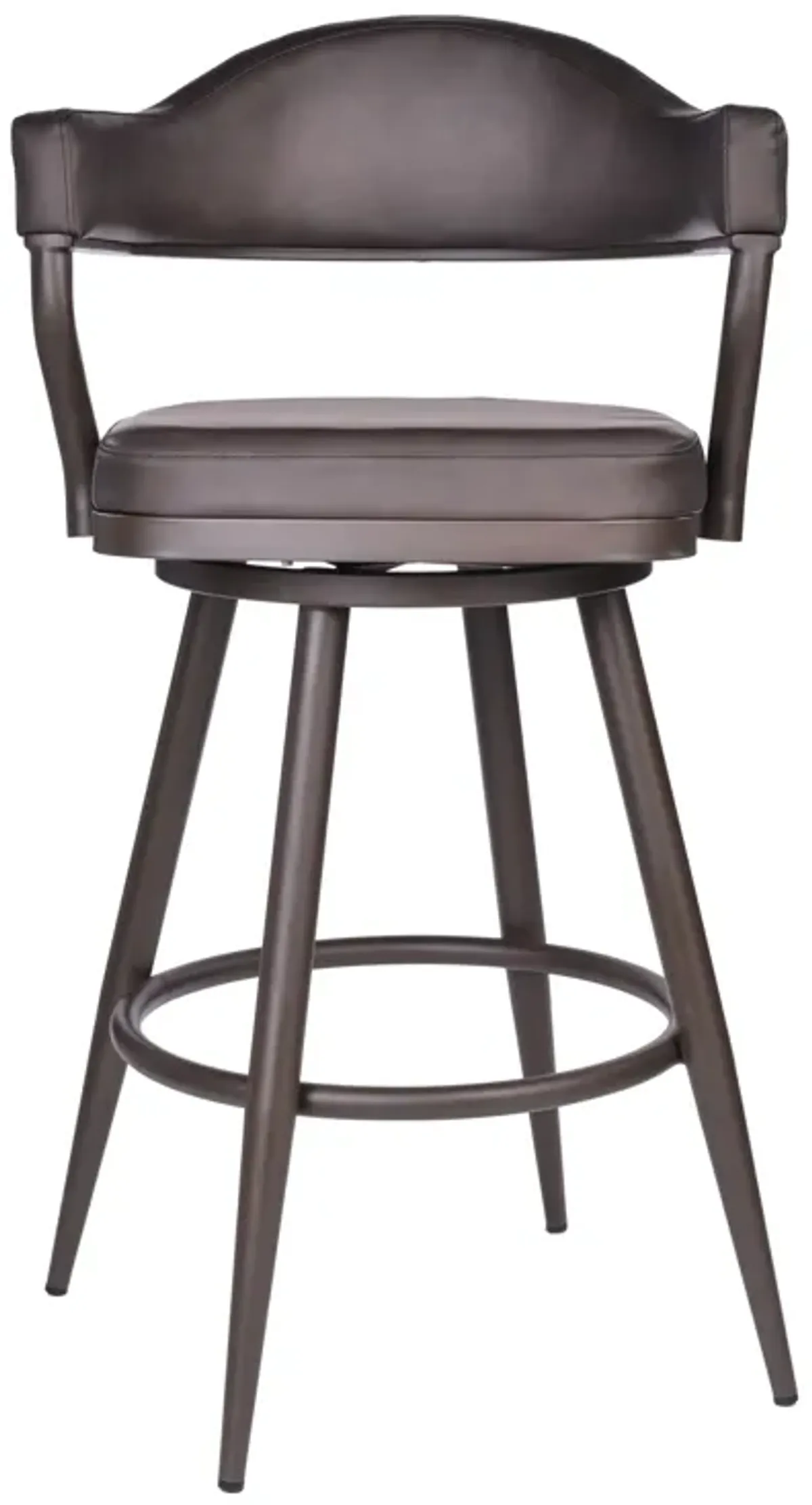 Justin 26" Counter Height Swivel Vintage Brown Faux Leather Bar Stool with Brown Metal Legs