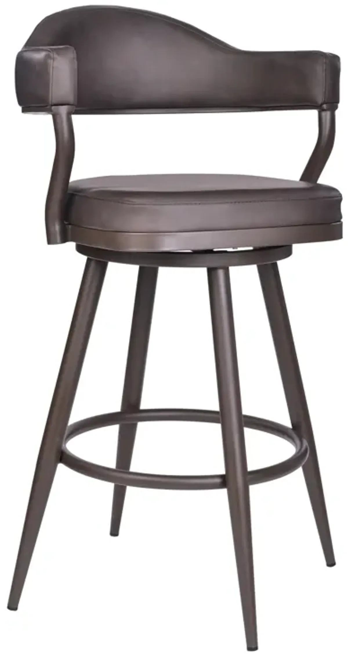 Justin 26" Counter Height Swivel Vintage Brown Faux Leather Bar Stool with Brown Metal Legs