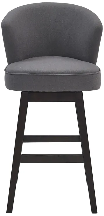 Brandy 30" Bar Height Swivel Grey Fabric and Espresso Wood Bar Stool