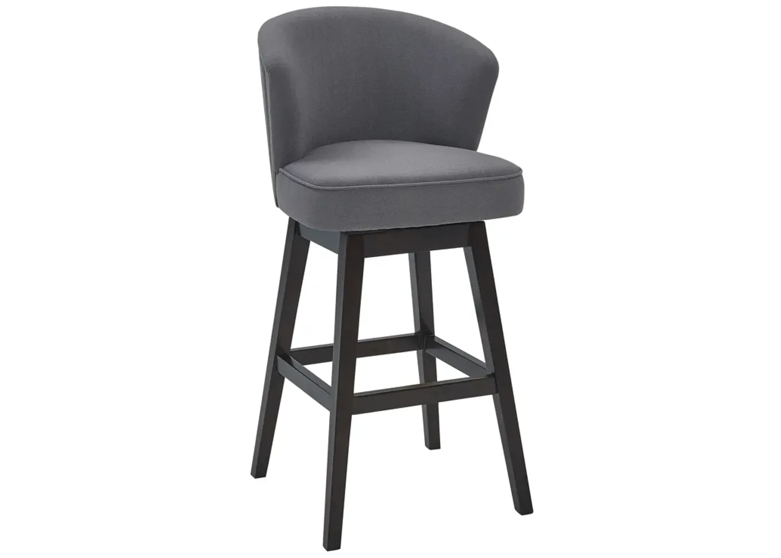 Brandy 30" Bar Height Swivel Grey Fabric and Espresso Wood Bar Stool