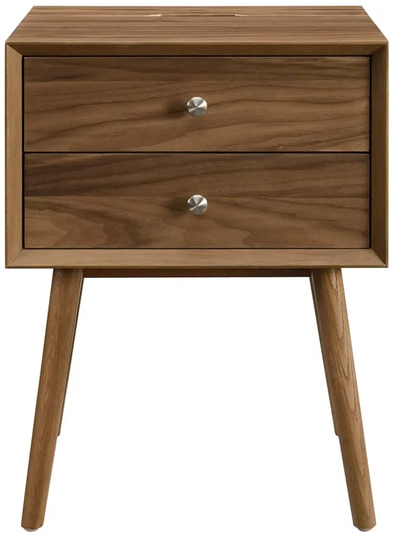 Ember Wood Nightstand With USB Ports