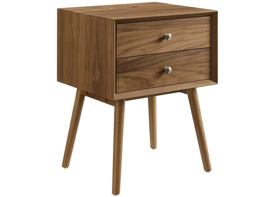 Ember Wood Nightstand With USB Ports