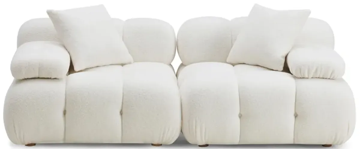 Calliope Cream Vegan Shearling Modular Loveseat