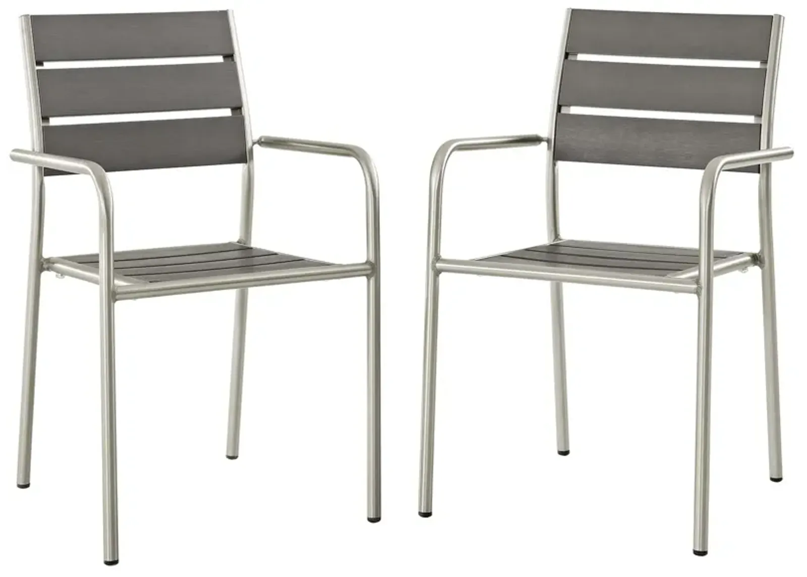 Shore Outdoor Patio Aluminum Dining Rounded Armchair Set of 2