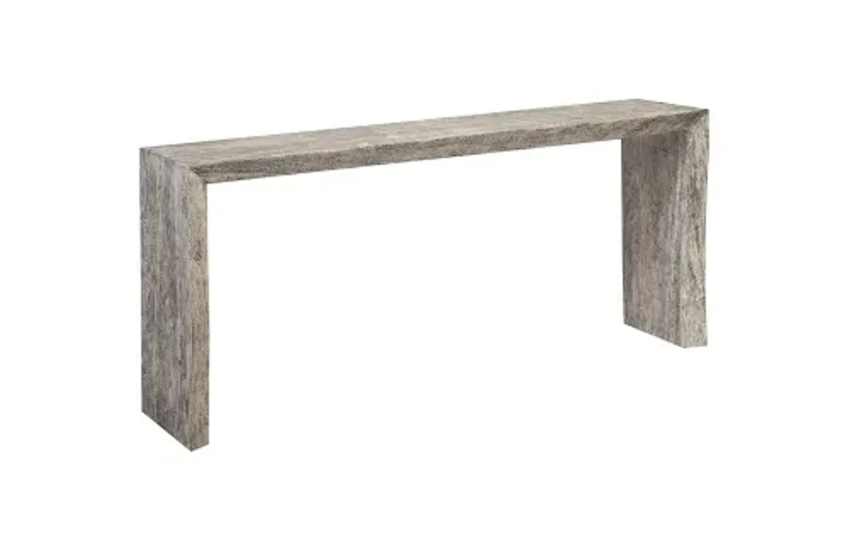 waterfall console table, gray stone