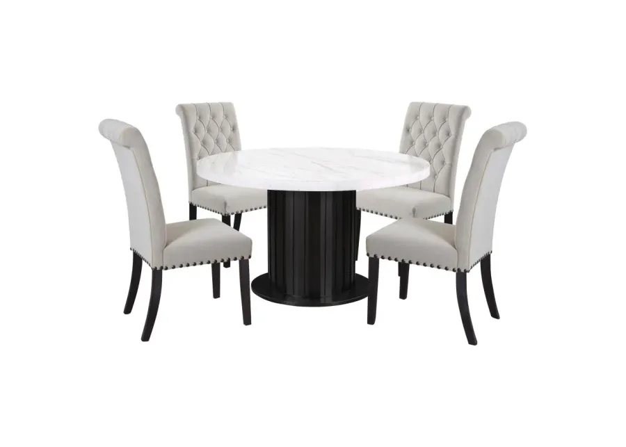 Sherry 5-piece Round Dining Set with Sand Velvet Chairs